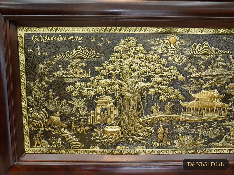 Tranh phù điêu đồng và tranh chữ Cha Mẹ