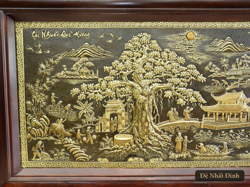 Tranh phù điêu đồng và tranh chữ Cha Mẹ
